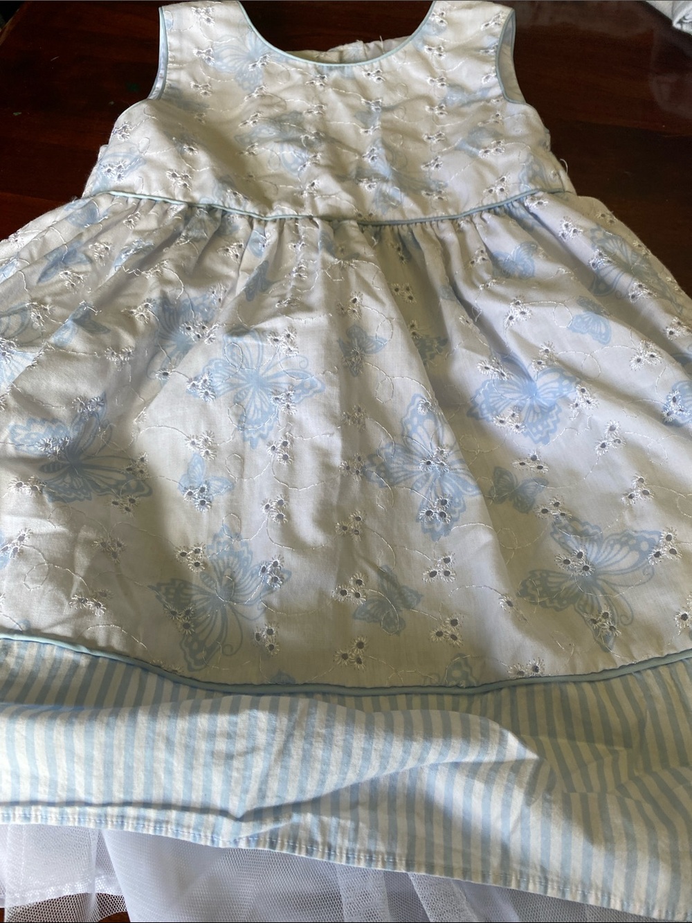 wonder nation Light Blue and White Butterfly Eyelet Dress